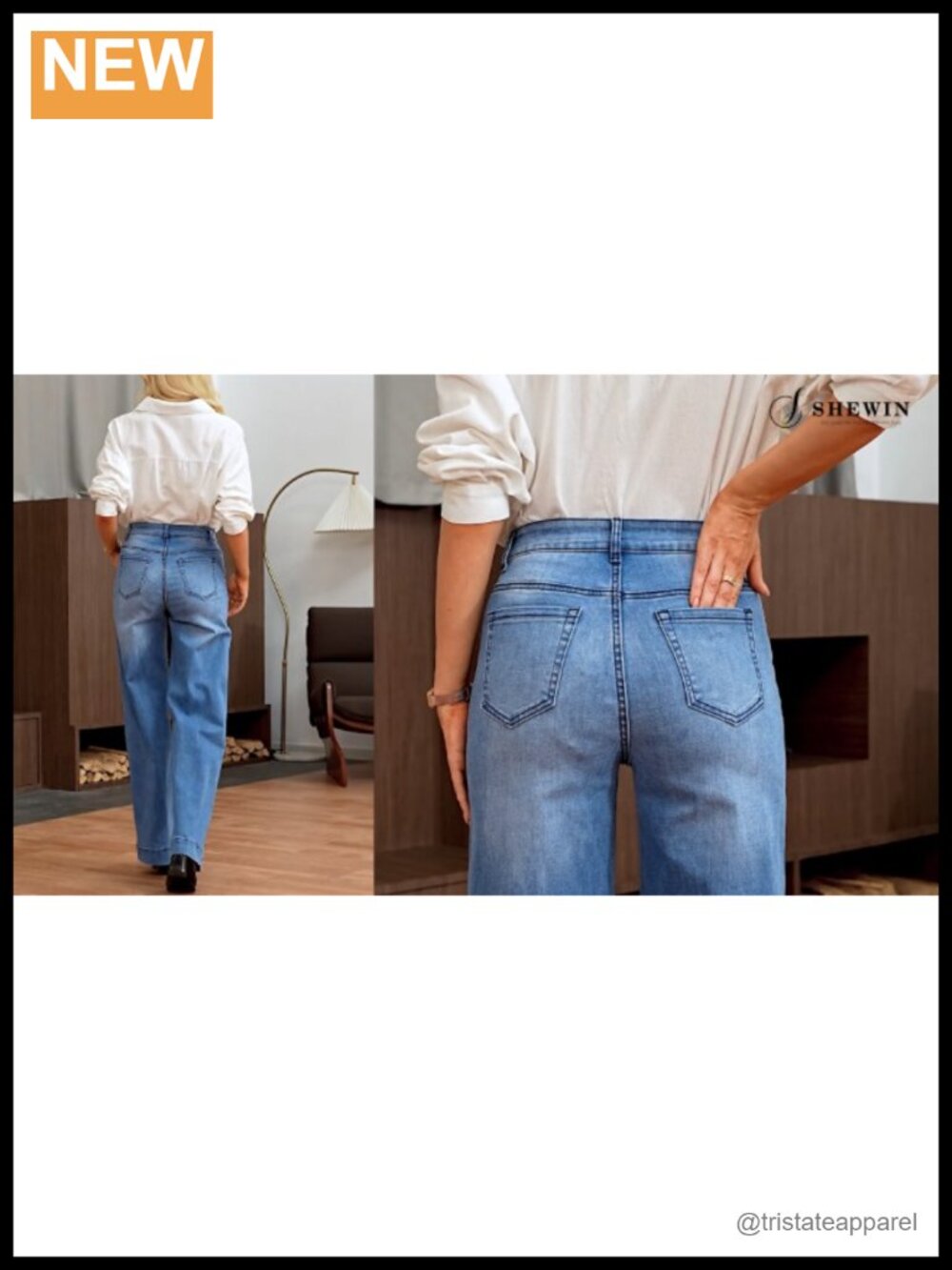 Wide Leg High Waisted Stretchy Flare Jeans with Pockets - Picture 6 of 6